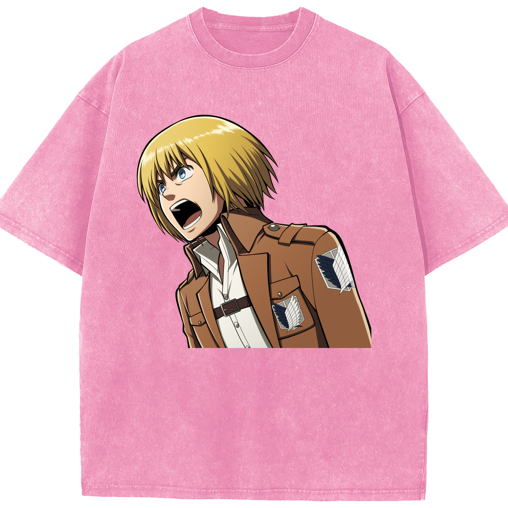 （画像用） 進撃の巨人 アルミン·アルレルト Attack on Titan Armin Arlert 綿100% ヴィンテージ風 半袖Tシャツ（フロントプリント）